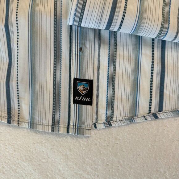 Kuhl Men’s Suncel Button-Up Medium Shirt Blue Striped Hiking Outdoors Mountains - Picture 5 of 6